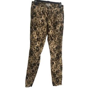 Woman Madewell Corduroys Black Brown Flowers Size 26.